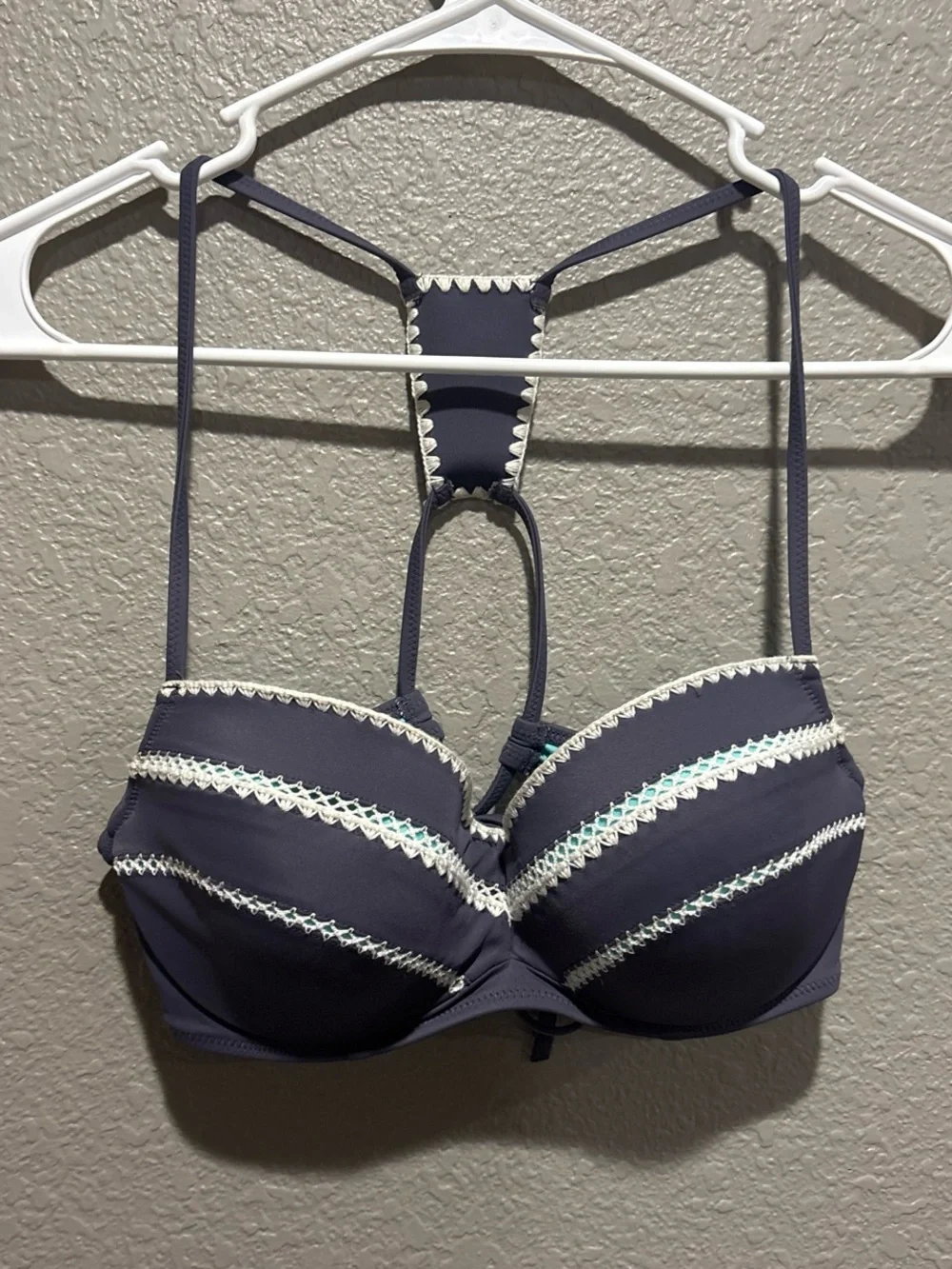 Dusty Purple Lace-Trim Bikini Top